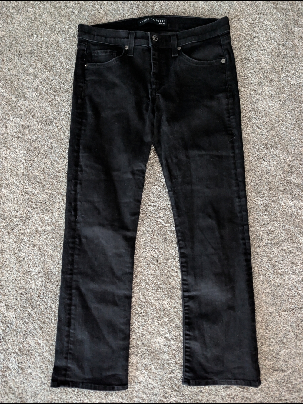Veronica Beard Kate Crop Straight Jeans Raven Black Size 29 EUC